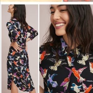 Maeve Anthro Birds Shirt Dress